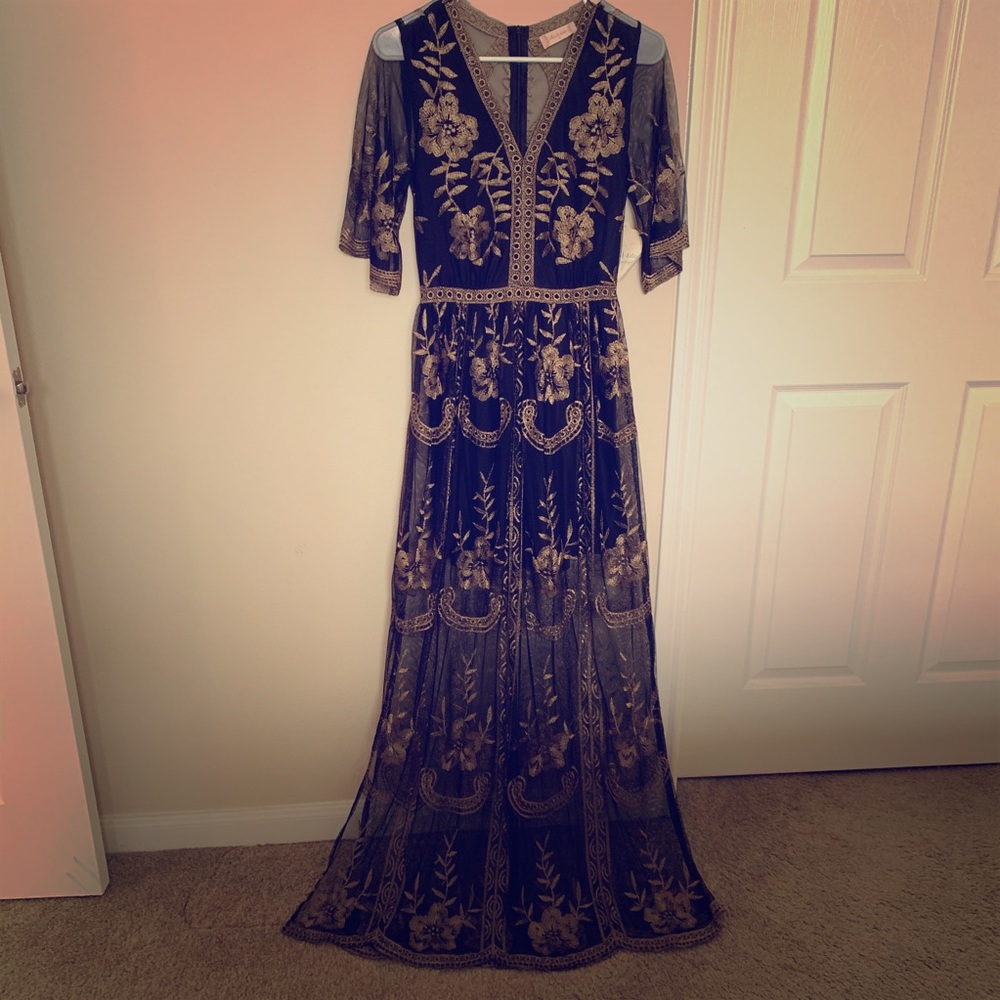 Black and Gold Evening Gown